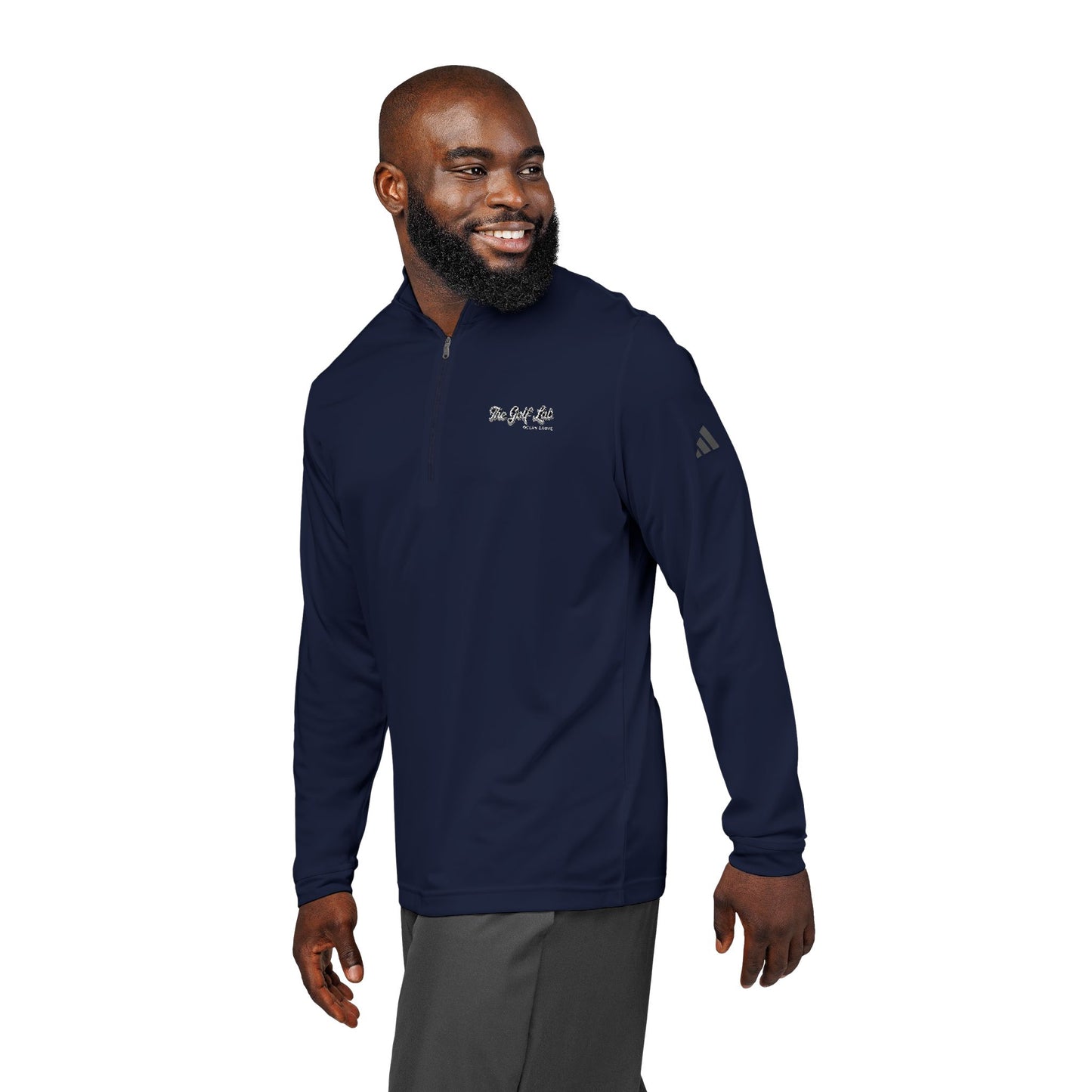 Embroidered Quarter-Zip Pullover — adidas® Performance Heather